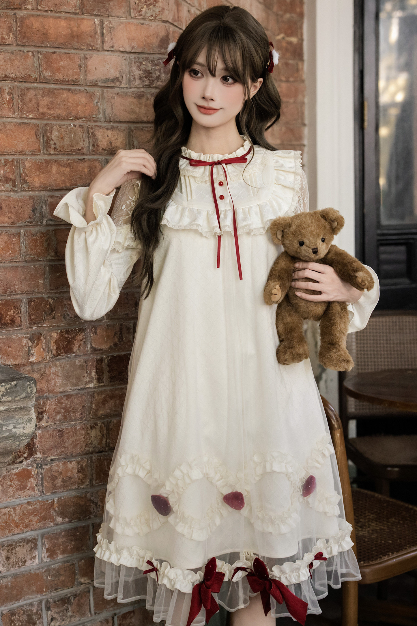 Strawberry Cream Doll Lolita Dress + Strawberry Ribbon