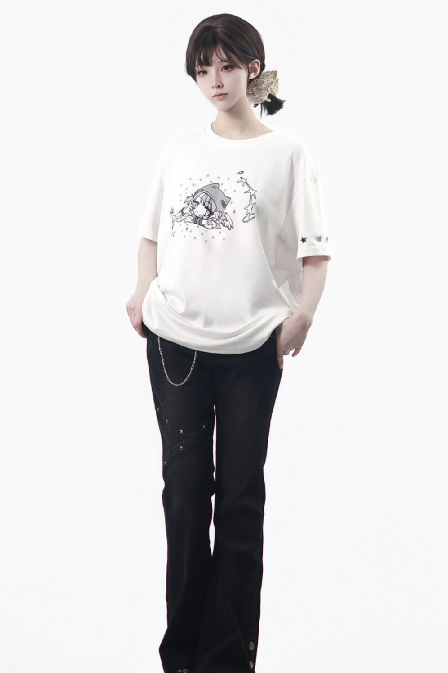 그래픽 면 티셔츠