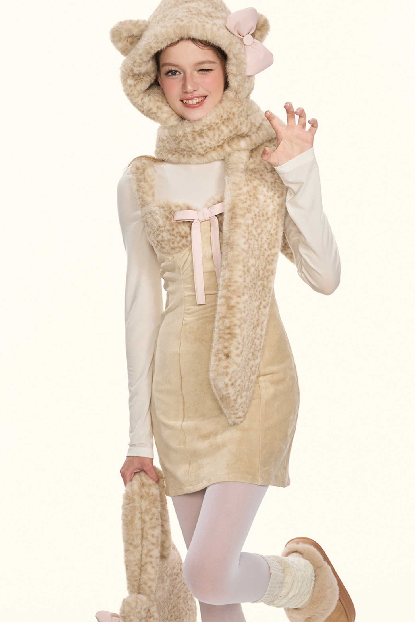 Milk Leopard Fur Sass Skirt