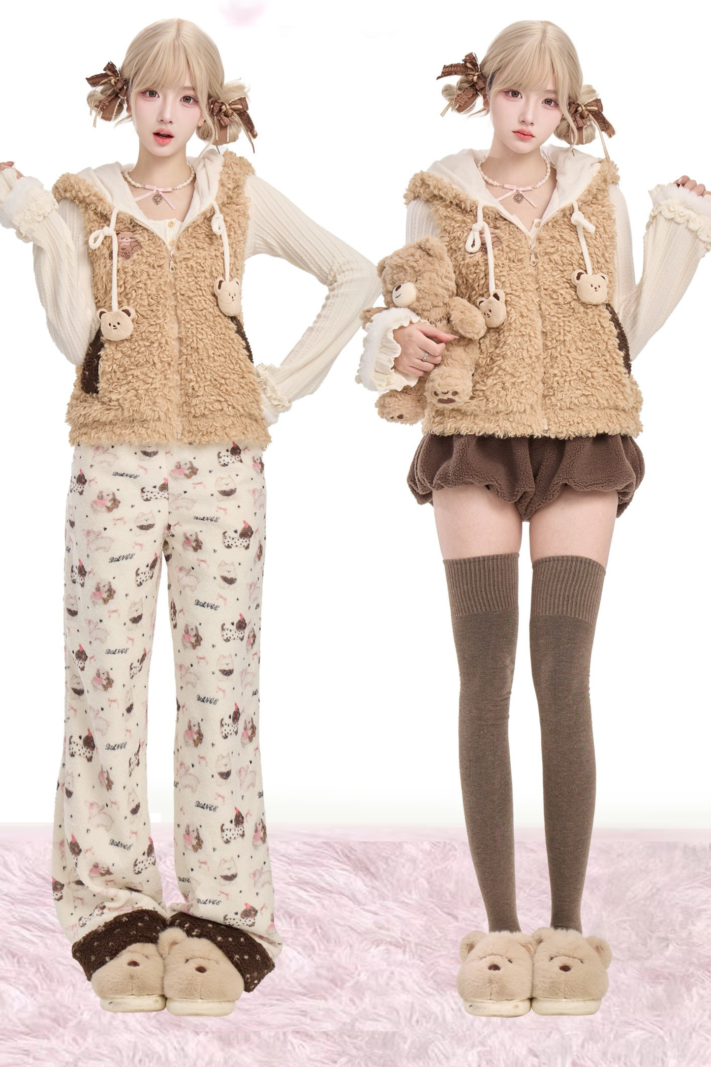 ベアビスケットベスト+ニット+パンツ