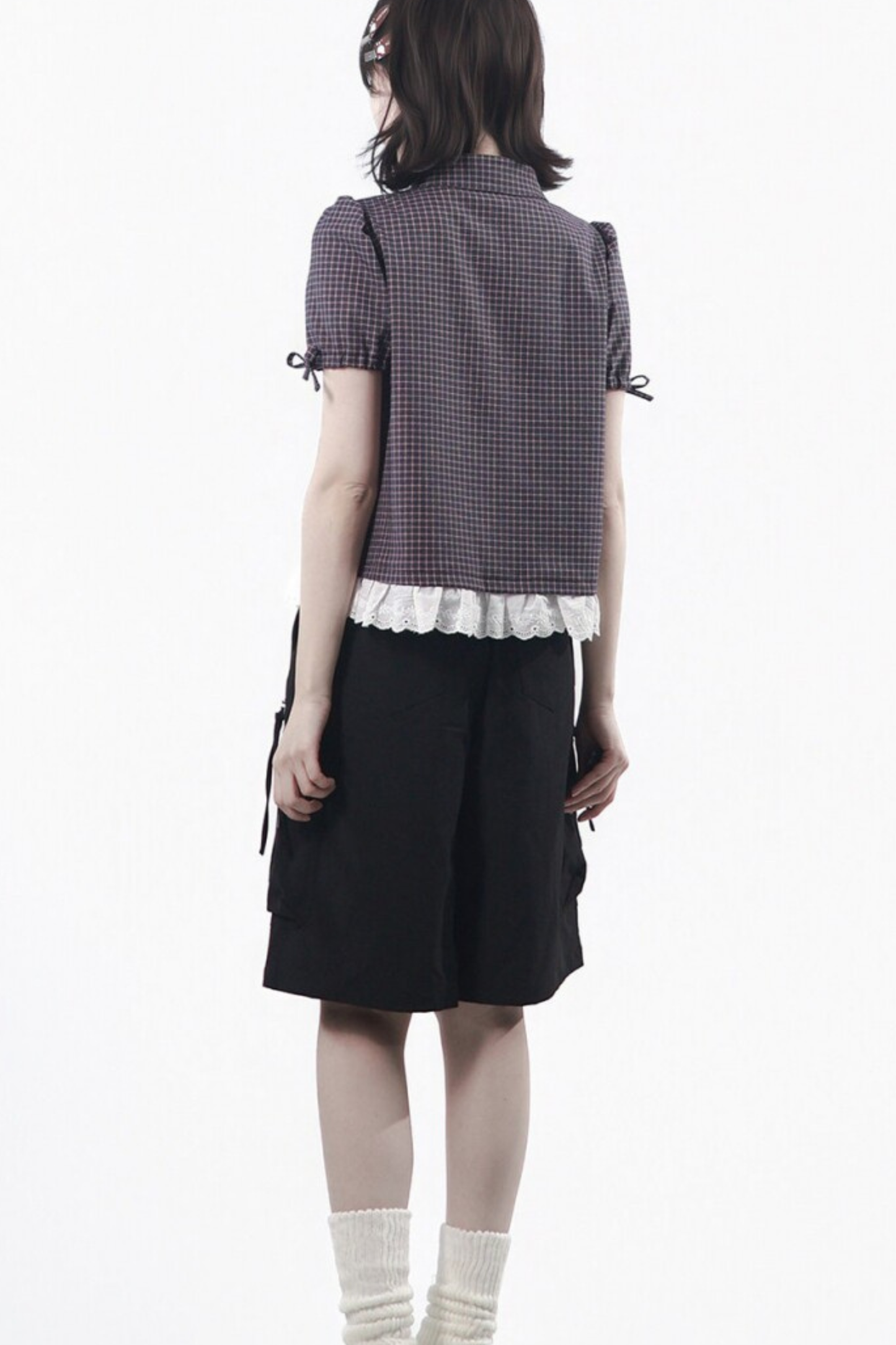 Puff Sleeve Shirt + Shorts + Tie