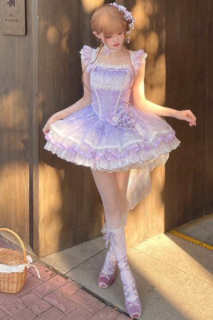 【予約商品】バレエスタイルエレガントドレス+ハット+ヘアバンド+リボンテール