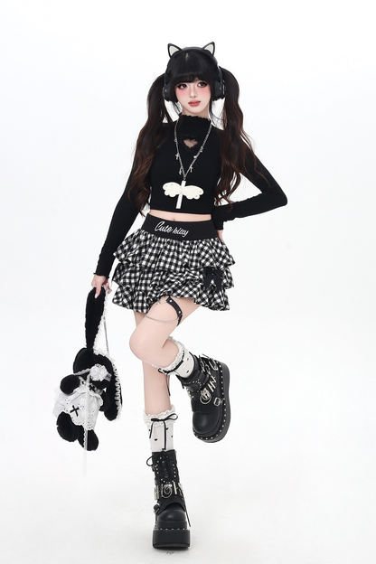 ロゴチェッカースカート