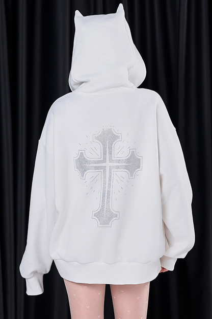 クロスルーズデビルフードジップパーカー