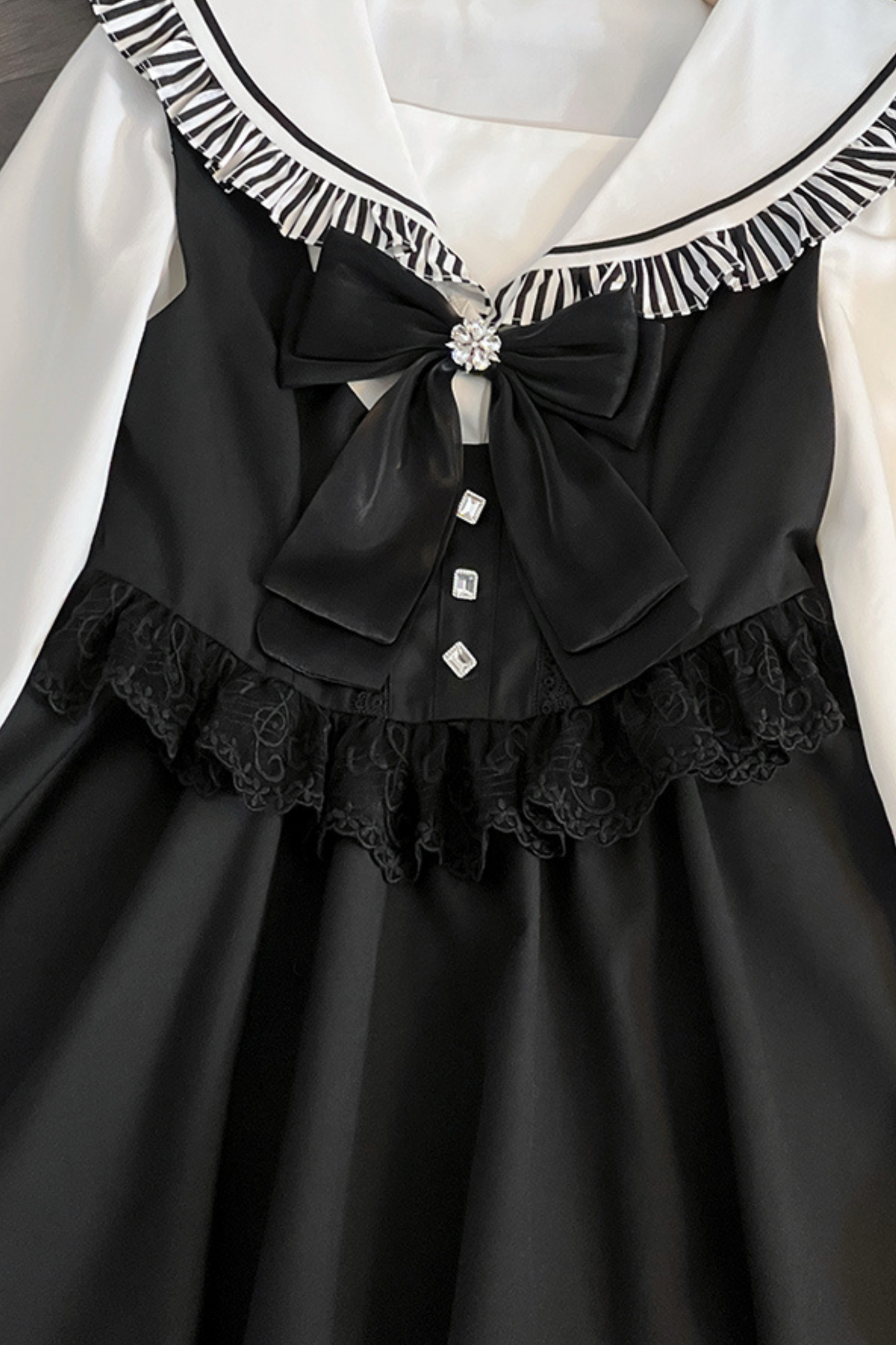 Dark Light Sailor Top + Lace Little Black Skirt
