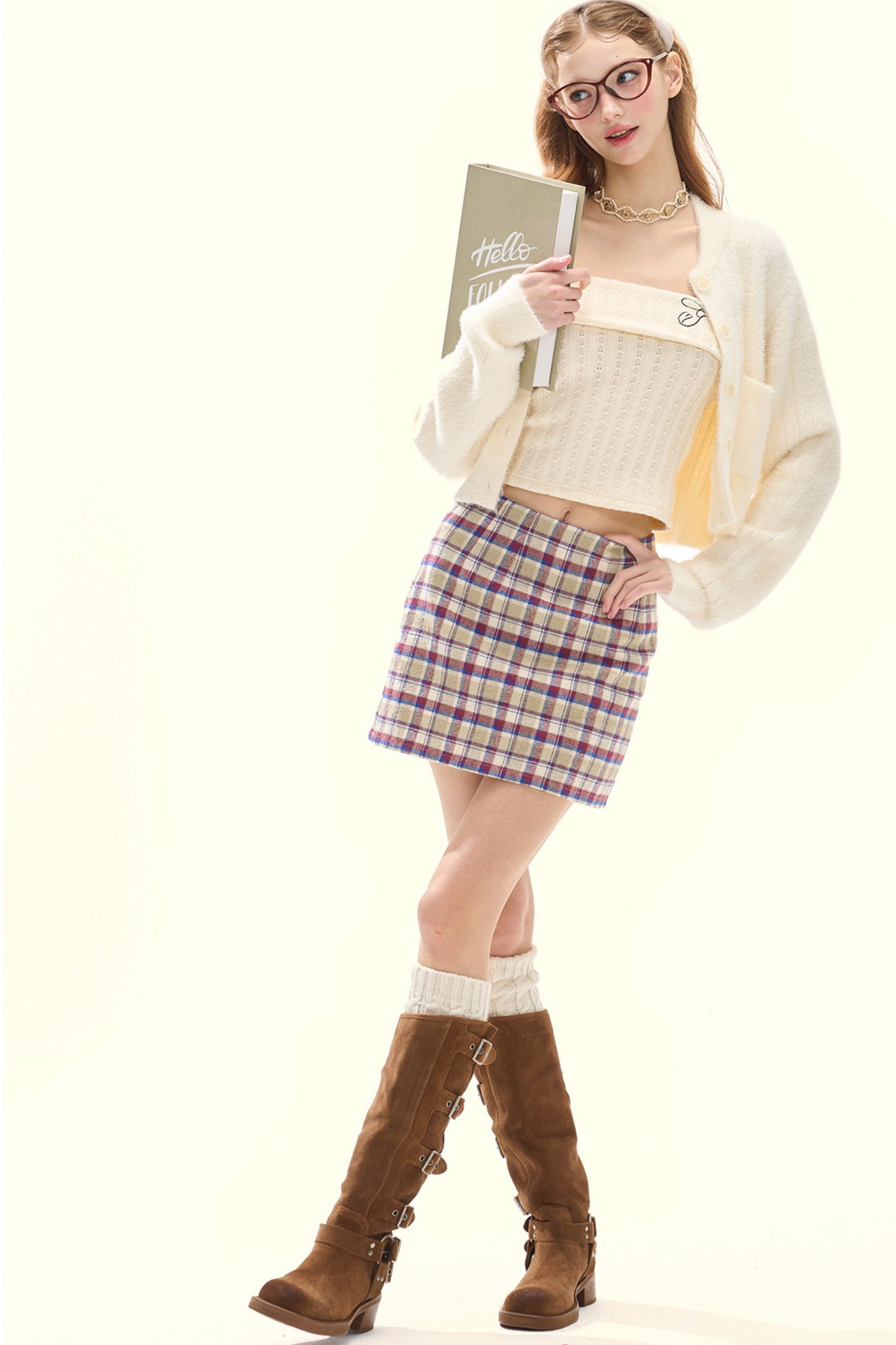 ロゴインナースリムニットトップス