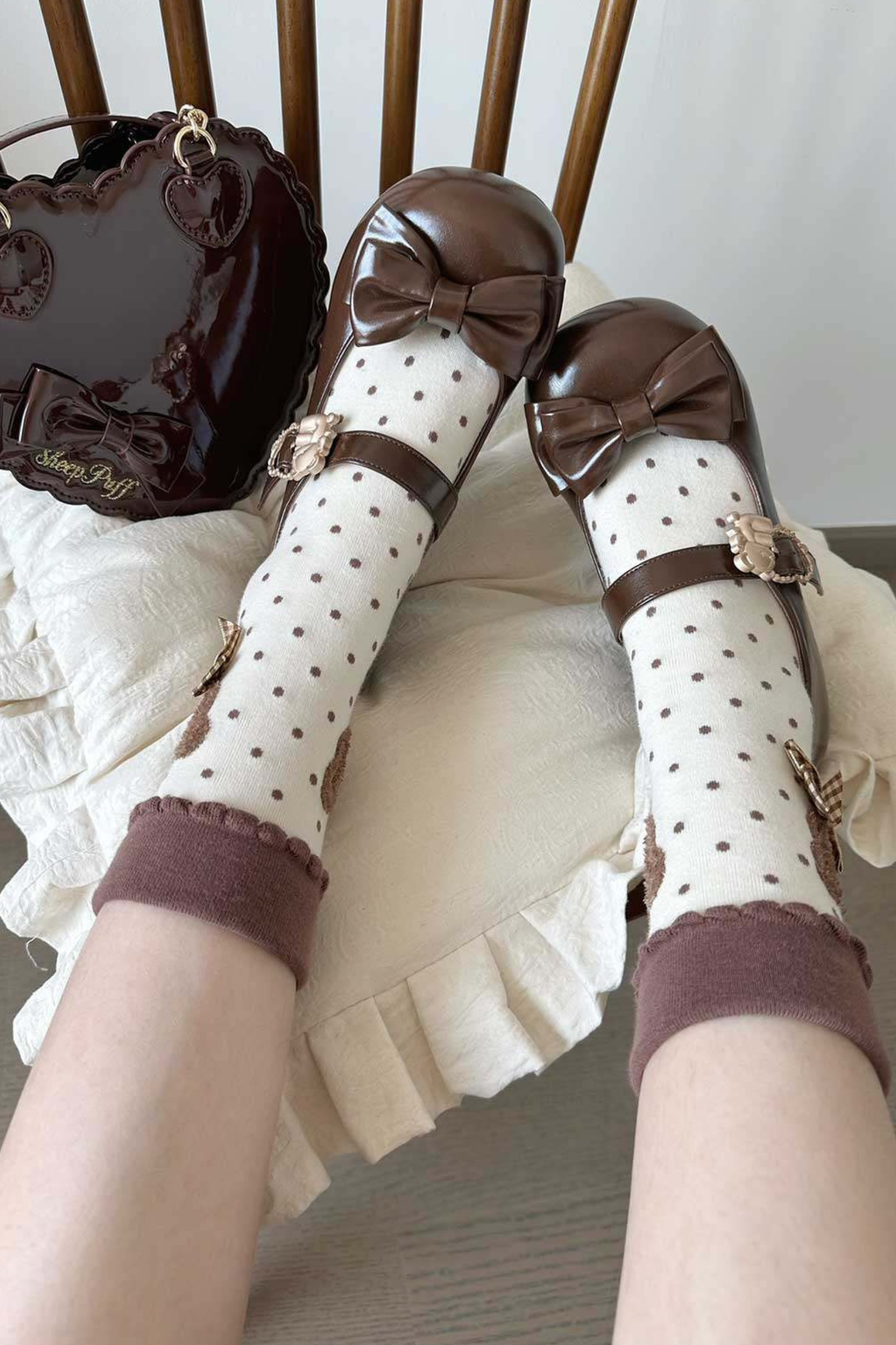 Glossy Sheep Bowknot Shoes