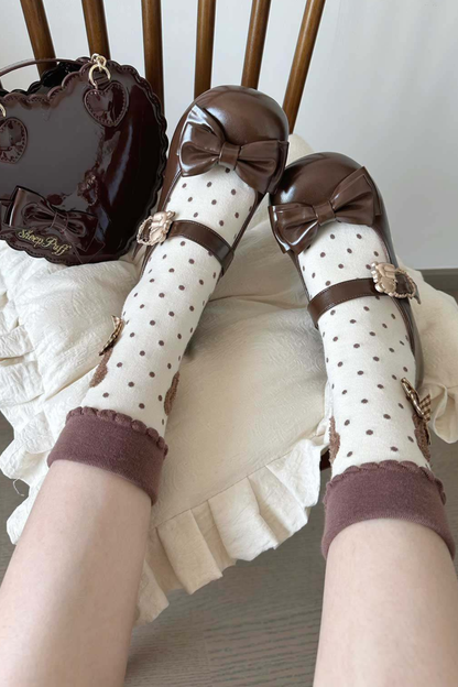 Glossy Sheep Bowknot Shoes