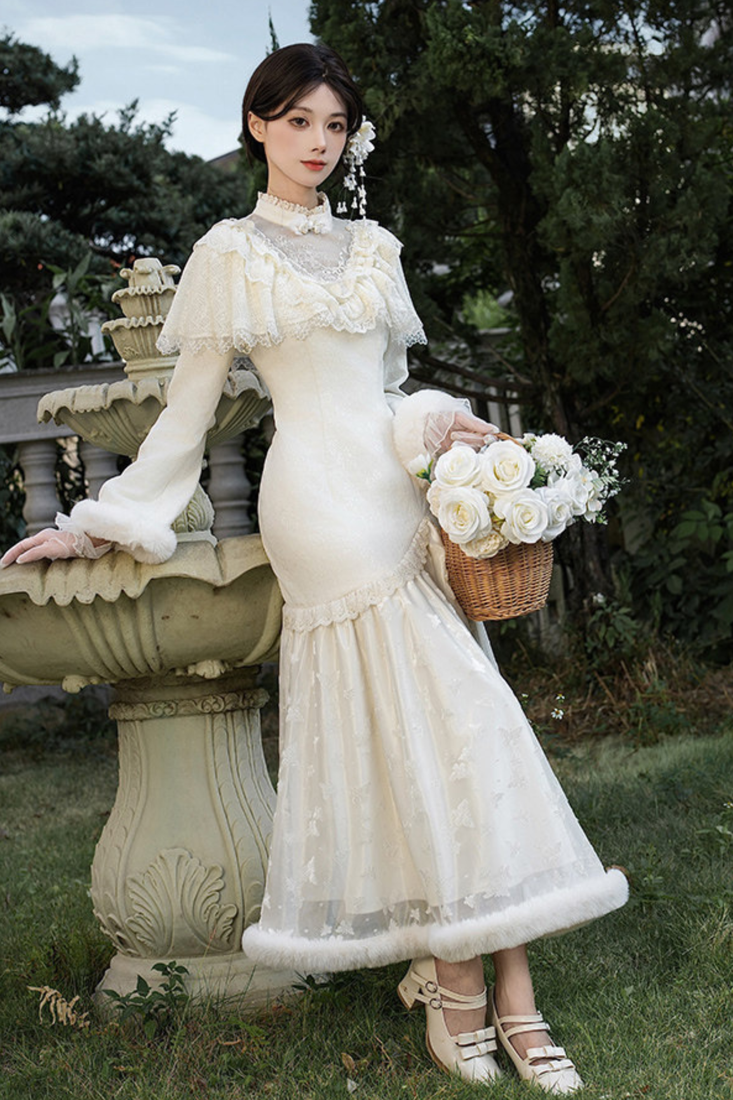 Rouge Snow Fishtail Dress + Flared Dress + Hat + Clip