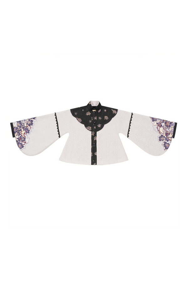 ピンクパープルブラウス＋サスペンダードレス