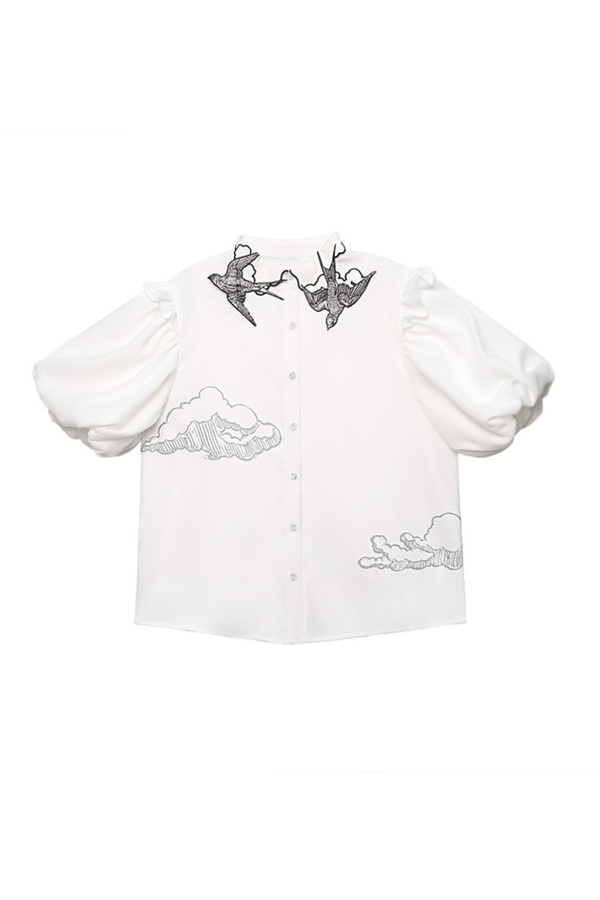 Bird collar mode shirt
