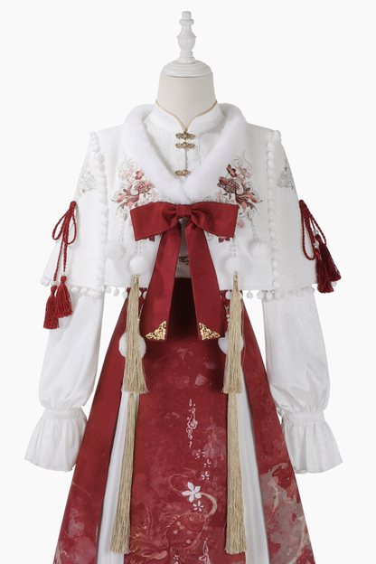 Retro china shawl + top + skirt