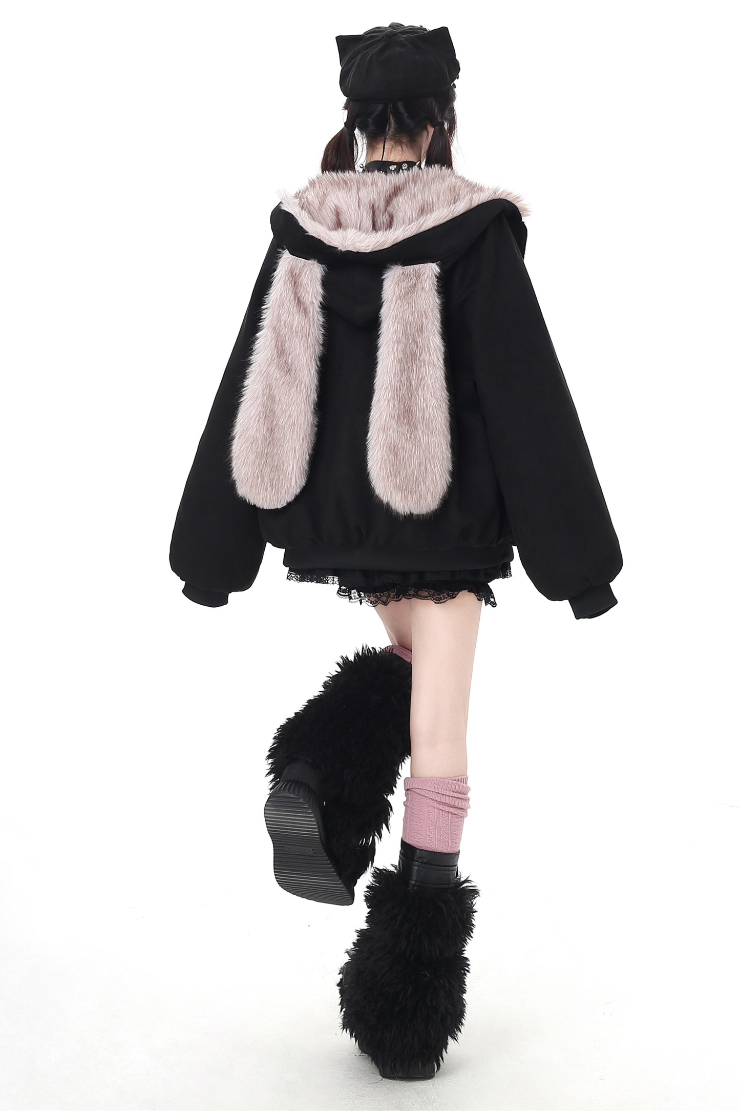 バニーファーフードジップジャケット