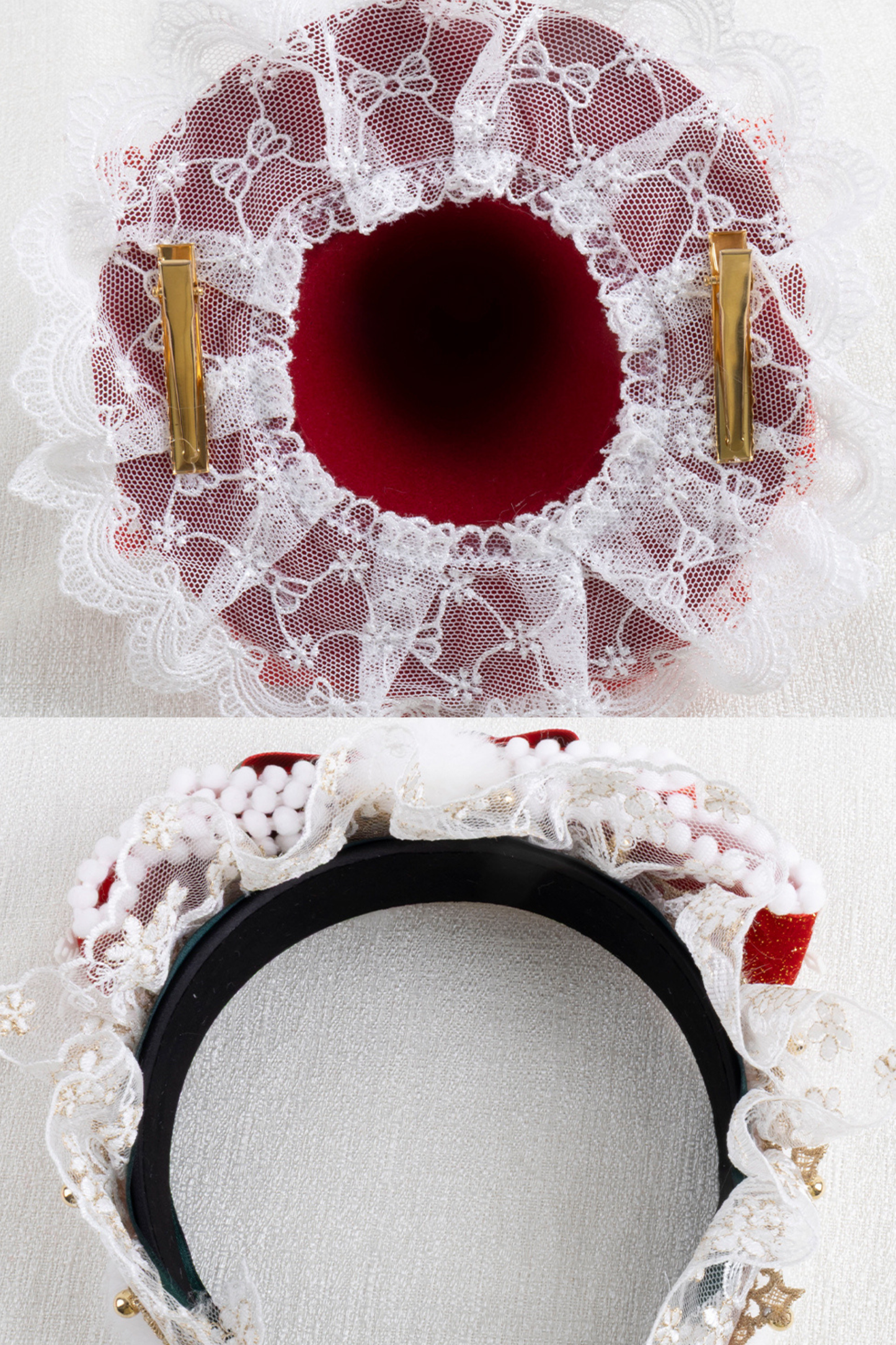 クリスマスレーススイートヘッドバンド+ハットクリップ+リボンクリップ