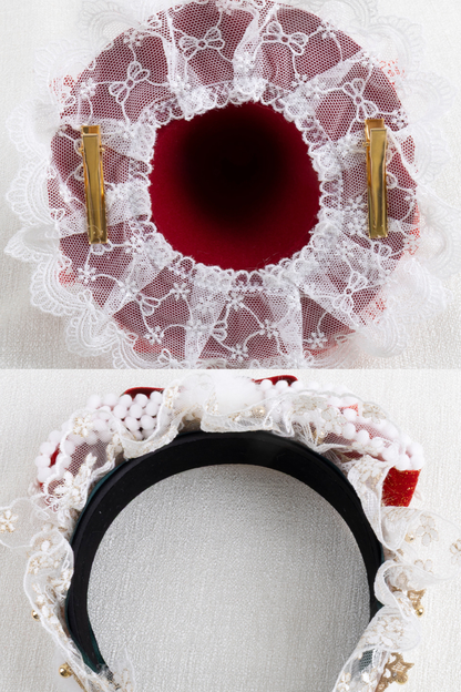 クリスマスレーススイートヘッドバンド+ハットクリップ+リボンクリップ