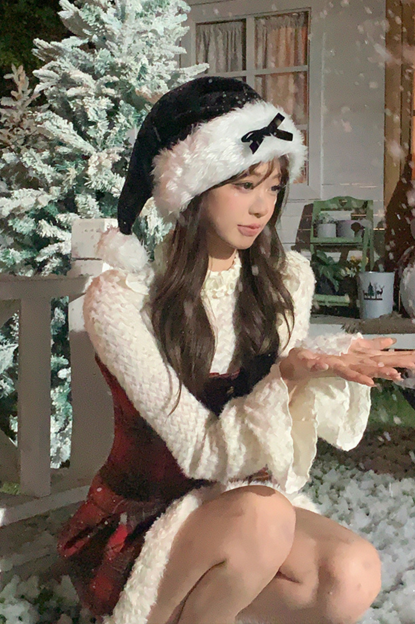 Sweet Cute Ribbon Santa Hat