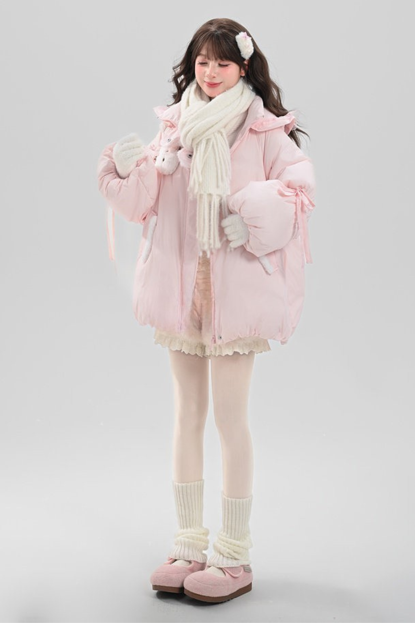 ベイビーレースフードダウンジャケット