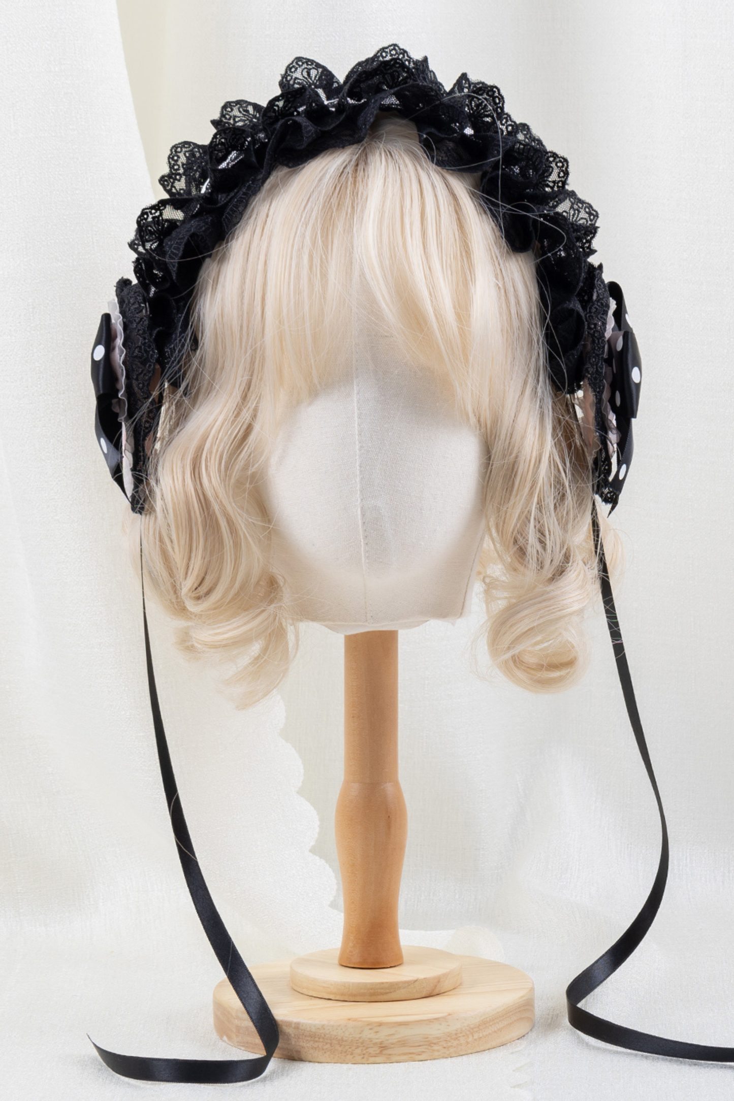 フリルリボンボンネット+ヘアバンド