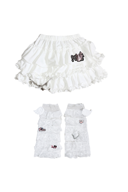 フリルケーキスカート+ウエストチェーン+ソックスカバー