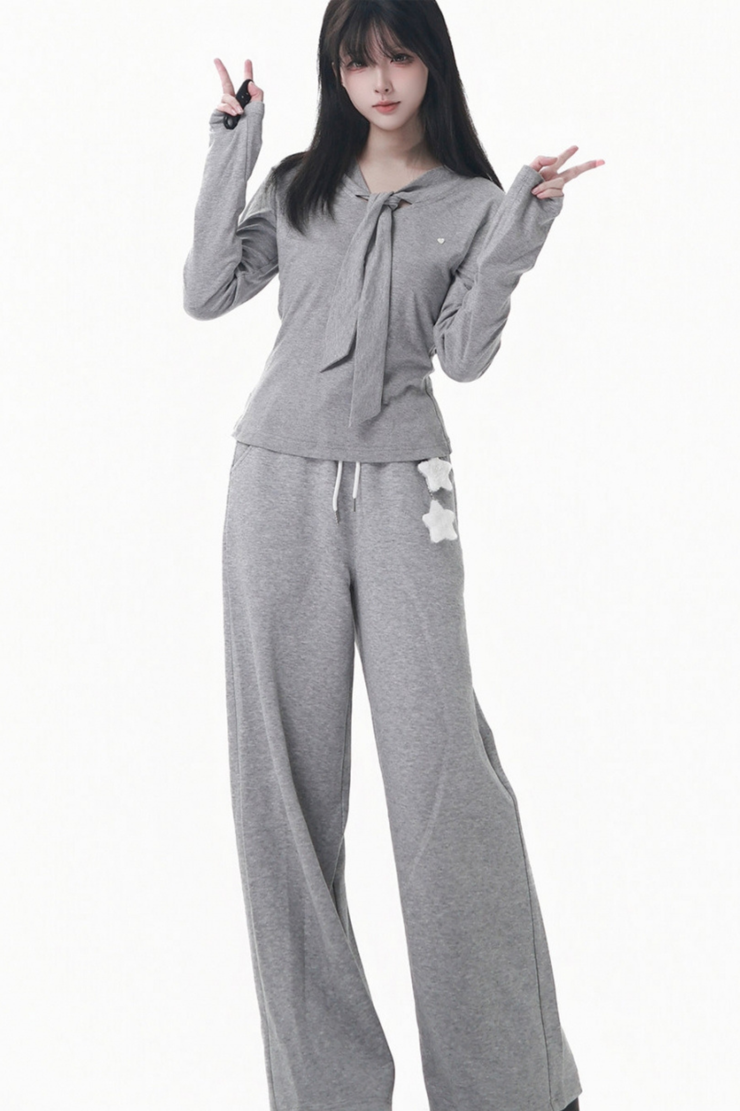 マルチカラーボタンリボントップス