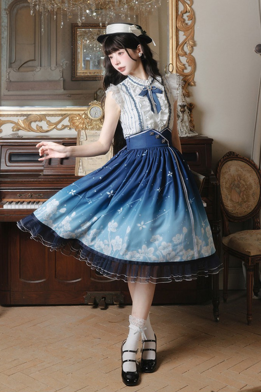 【4月4日予約締切】ギャラクシーナイトフリルリボンシャツ＋フローラルグラデーションスカート