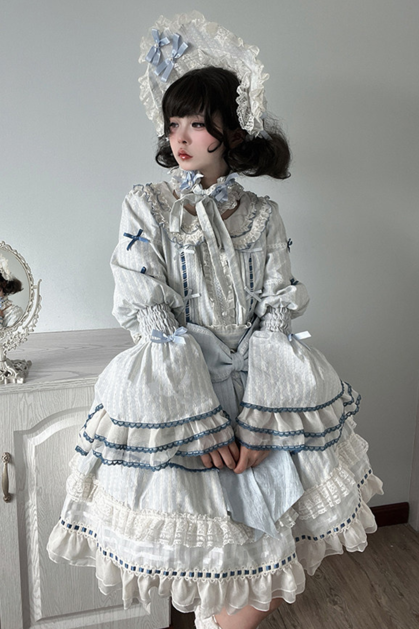 アクアドールロリータドレス+ヘアバンド+リボン