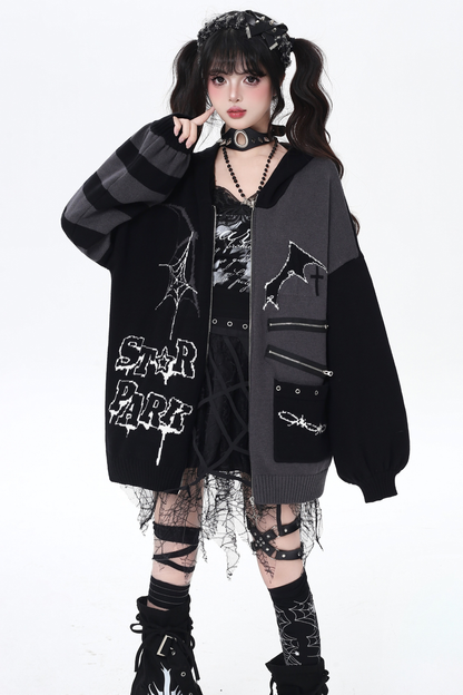 Gothic Asymmetrical Design Knit Cardigan