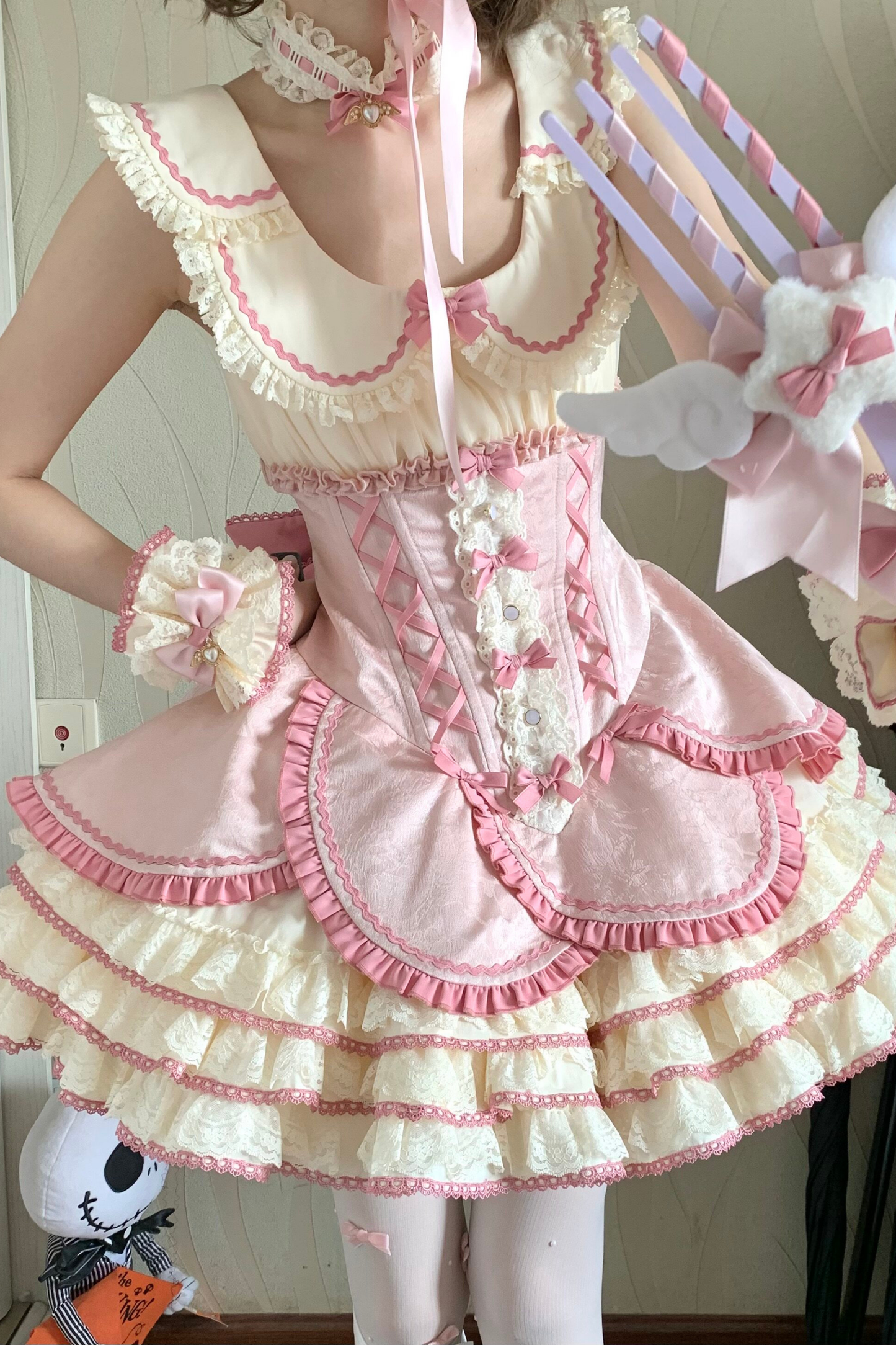 Magical Girl Lolita Dress + Bonnet + Pendant + Sleeves