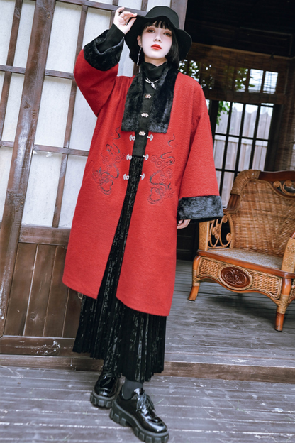 Chinese Dragon Motif Long Cardigan