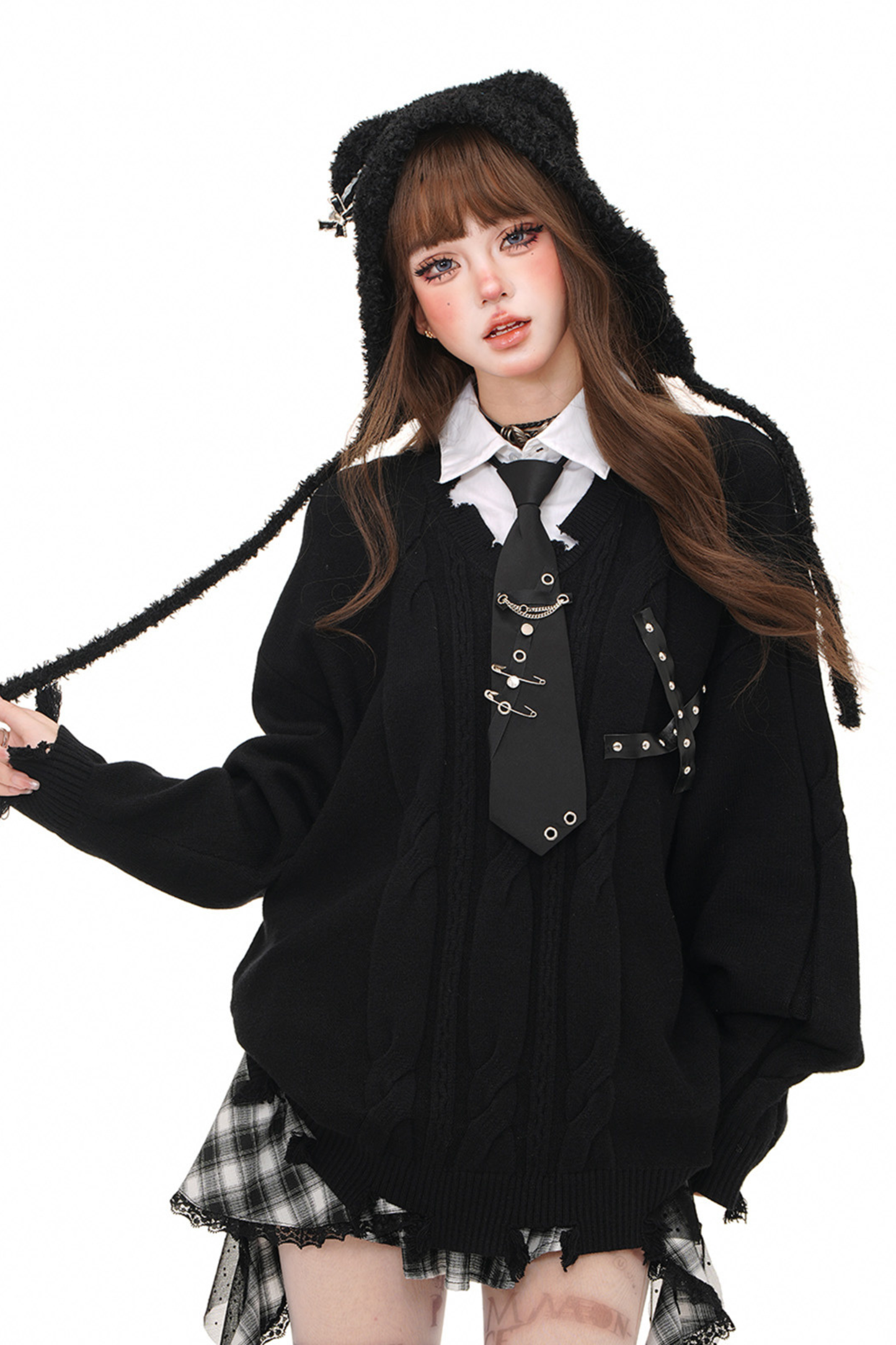 ダークカレッジルーズニット