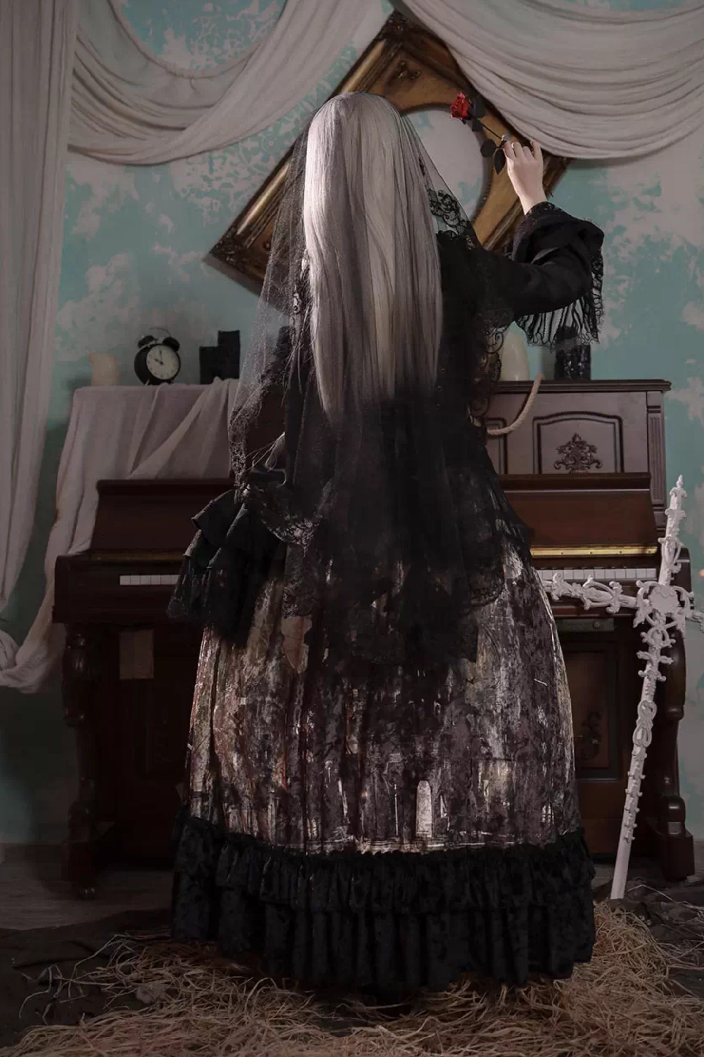 ゴシックロリータダークジャンパースカート+シャツ