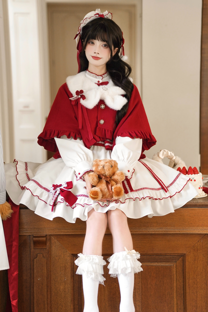 レッドウィッシュリボンドレス+ケープ