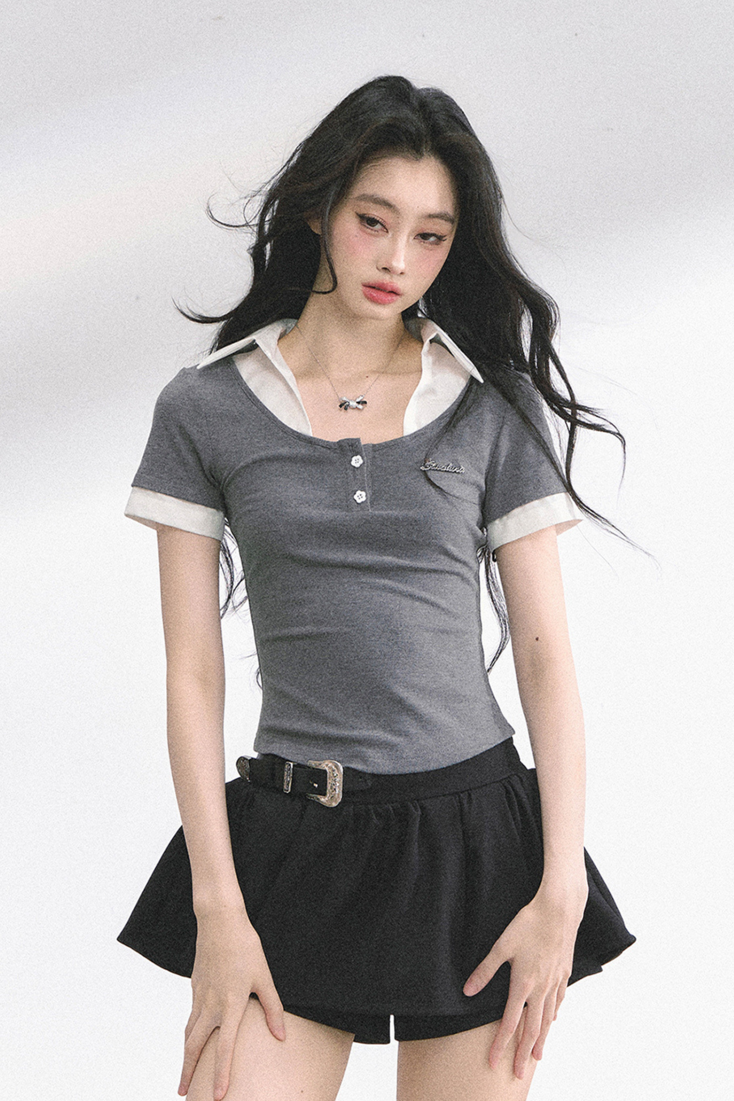 ストレートショルダーアメリカンシャツトップス