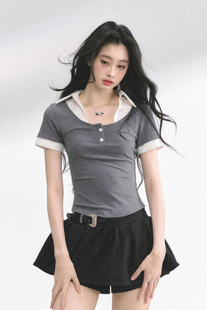 ストレートショルダーアメリカンシャツトップス