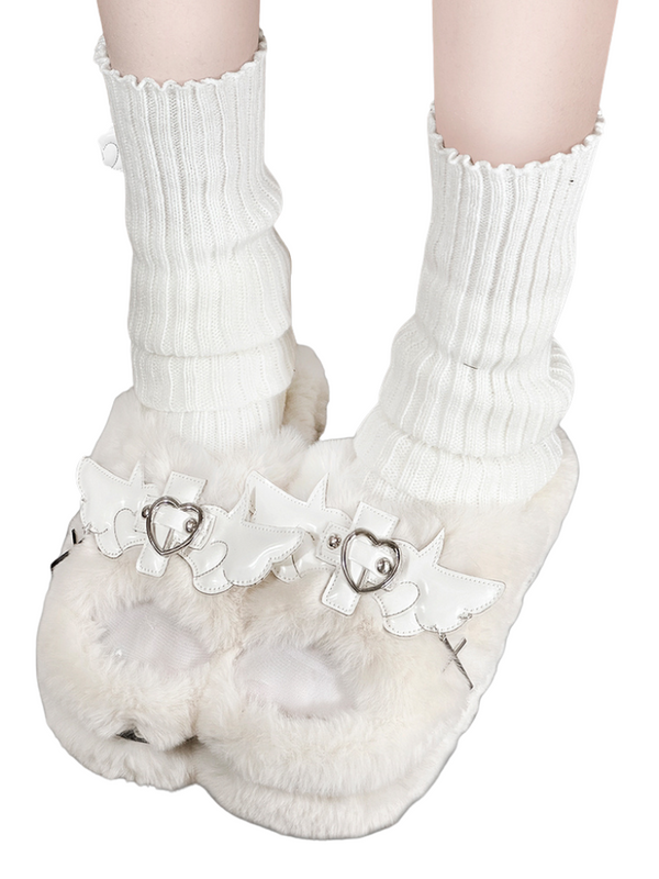 デビルエンジェルプラットフォームファーシューズスリッパ