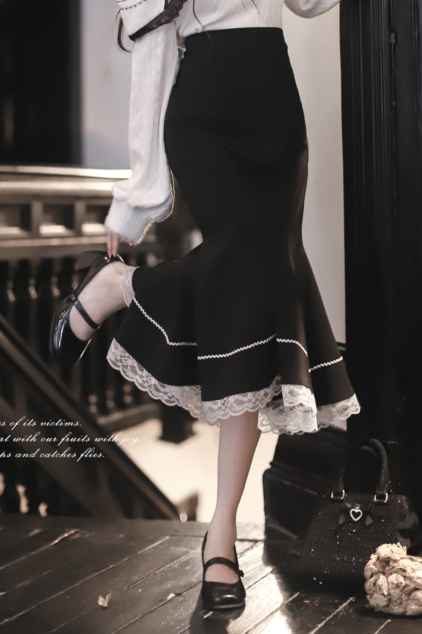 リボンニットオフショル＋マーメイドスカート＋ショートスカート＋リボン