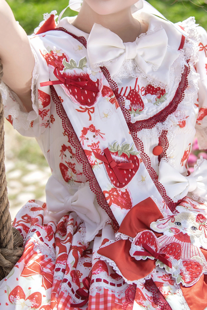 レッドベリーロリータドレス+リボン+ヘアバンド