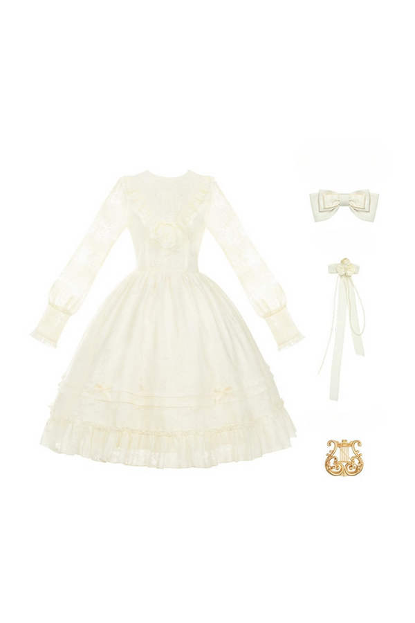 Cracolor Sweet White Lolita Dress + Lace Shawl