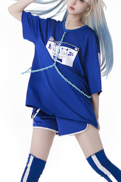 Subculture Loose Over T-shirt + Pants + Leg Warmers + Angel Devil Hairpin