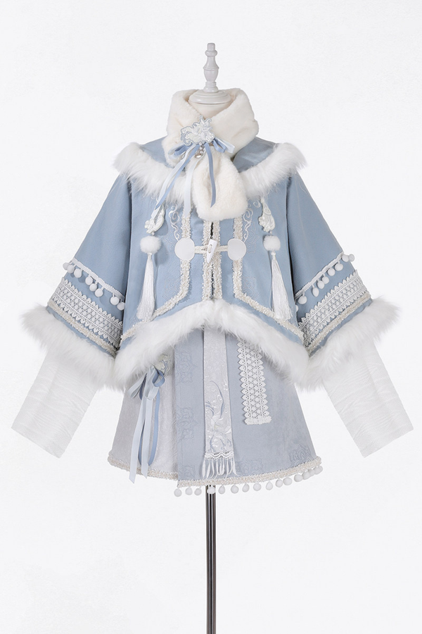 チャイナスノーロリータジャケット+トップス+スカート+スカーフ