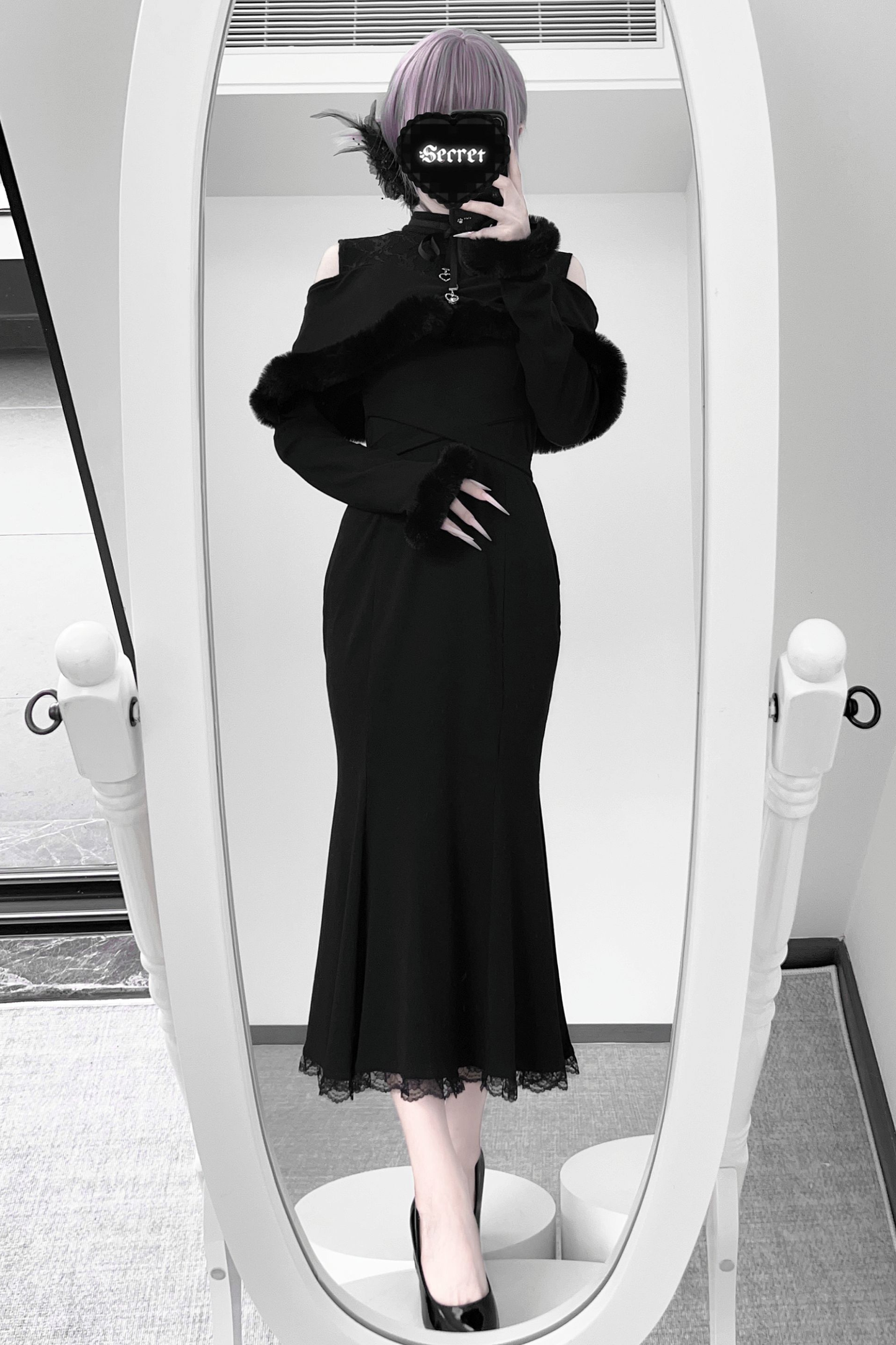 オフショルダークリアマーメイドワンピース