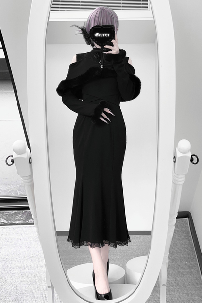 オフショルダークリアマーメイドワンピース