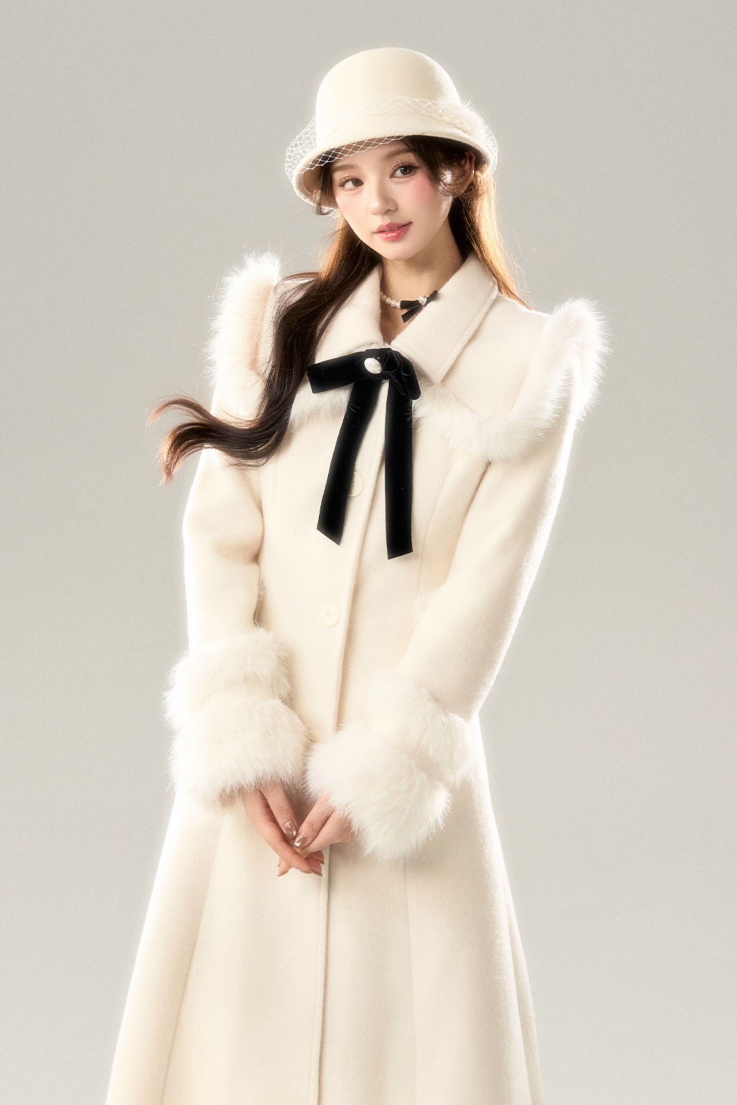 Big Fur Collar Long Coat