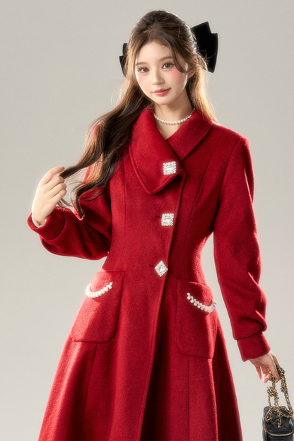 Retro Girl Flared Wool Coat