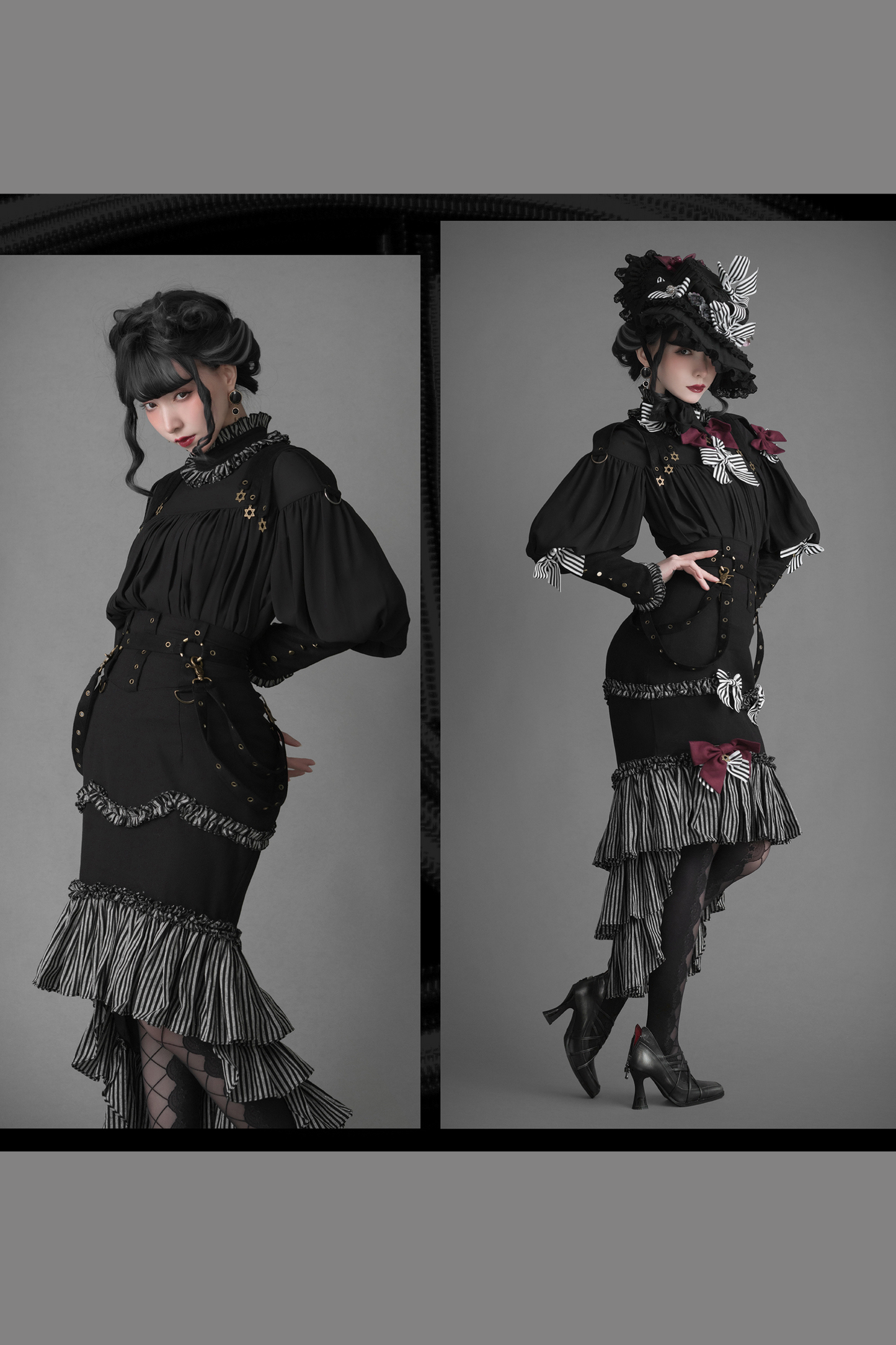 [Reservation product] Oriana retrovintage gothic elegant shirt + fish tail skirt