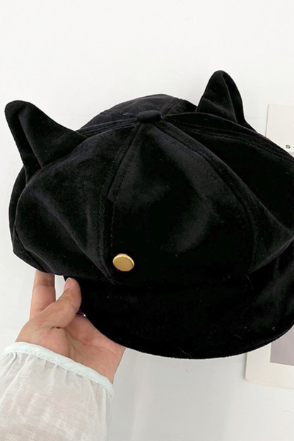 Retro Suede Cat Ear Beret