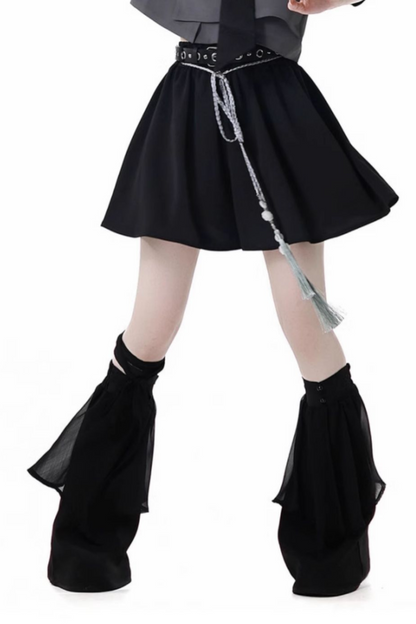 Mode tie short shirt + culottes ++ asymmetrical skirt + long skirt