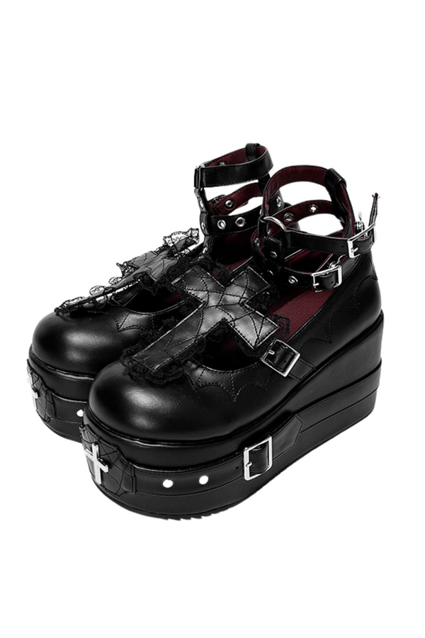 Goth Cross Lolita Shoes