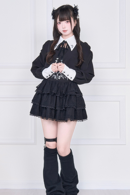 クロス刺繍シャツ+スカート