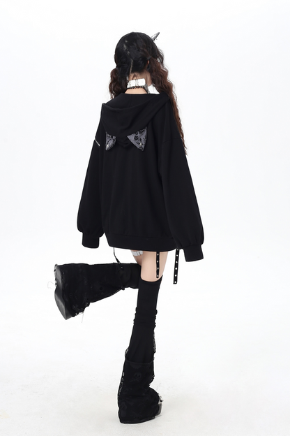 Dark Crazy Girl Loose Hooded Hoodie